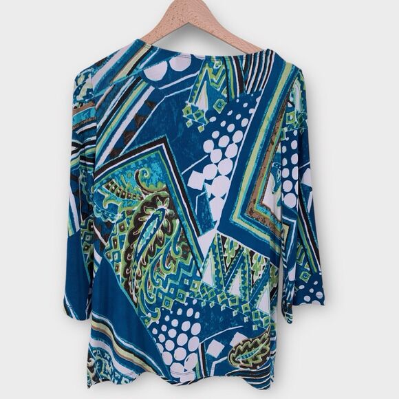 NWT Chico's Travelers Tunic Top Paisley Geometric 3/4 Sleeve - Picture 4 of 15